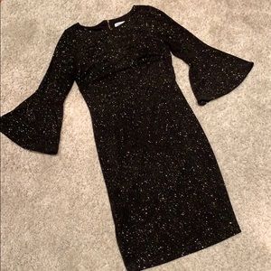 Calvin Klein Black sparkly bell 3/4 sleeve dress